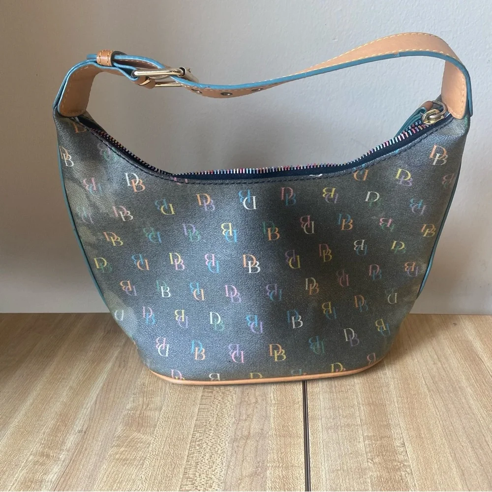 DOONEY & BOURKE Mini Bucket Shoulder Bag Rainbow Monogram Vintage Handbag Heart - Picture 6 of 12